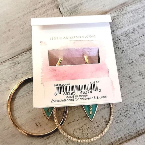 NWT JESSICA SIMPSON TIFFANY BLUE HEART HOOP LOVE EARRINGS - Picture 4 of 4